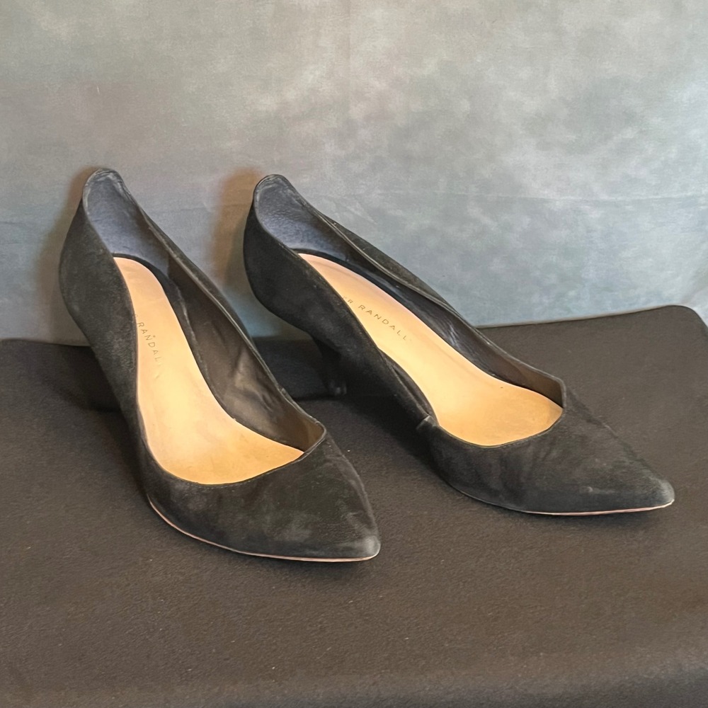Loeffler Randall Black Suede Pointed Toe Kitten Heel Pumps‎ Women's Size 9.5 B
